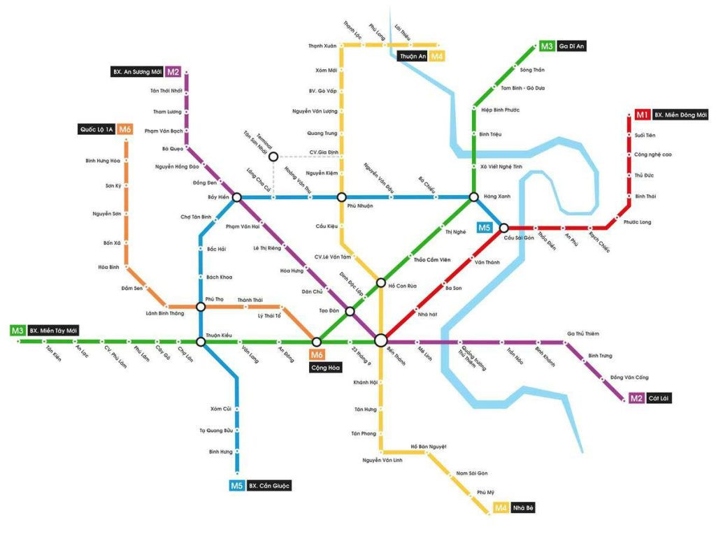 Bản đồ các tuyến Metro TP.HCM