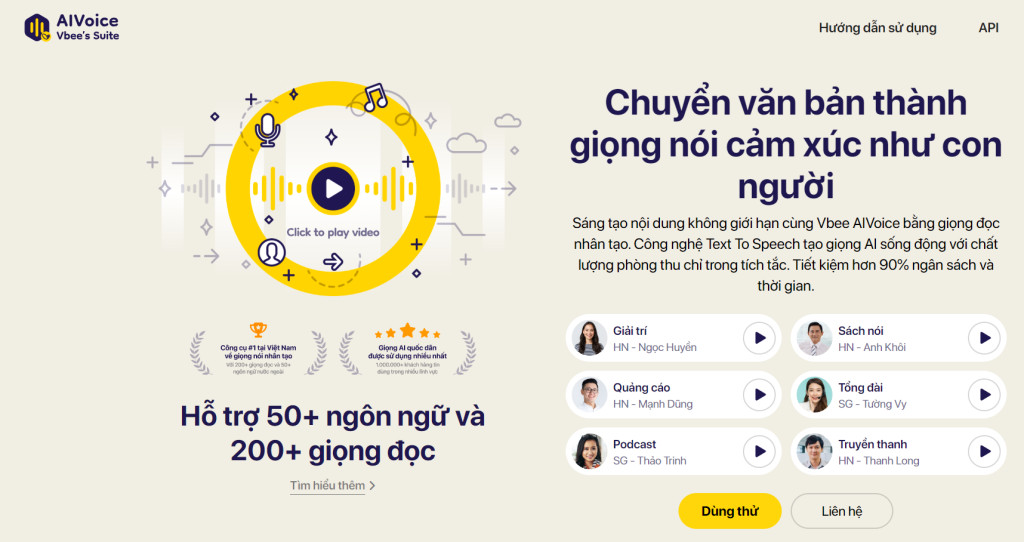 Lồng ghép giọng nói bằng AI với Vbee