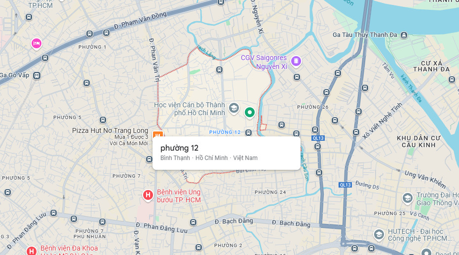 Vị trí phường 12 quận Bình Thạnh